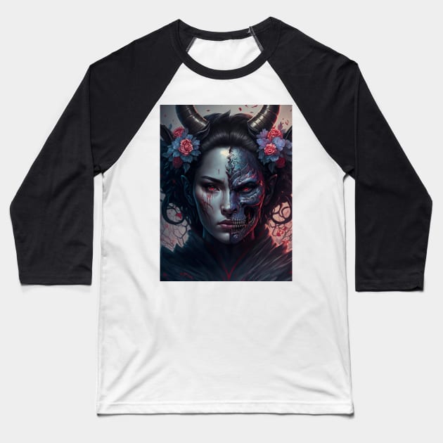 Geisha Oni Baseball T-Shirt by Geek Culture